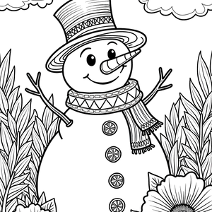 FREE Snowman in Winter Wonderland Coloring Page Download 🎂