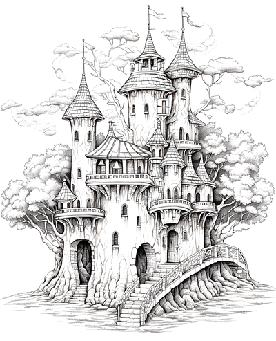 FREE Treehouse Castle Coloring Page - Download NOW 🏰 — free printable coloring page