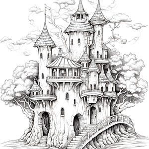 FREE Treehouse Castle Coloring Page - Download NOW 🏰