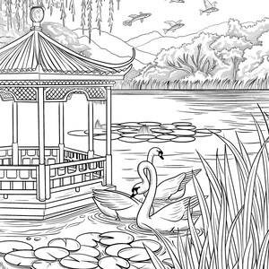 FREE Serene Nature Scene Coloring Page - Download NOW ⛰️