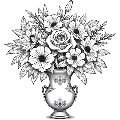 FREE Flower Arrangement Coloring Page Download ⛰️ — free printable coloring page