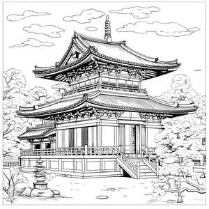 FREE Traditional Japanese Pagoda Coloring Page Download 🏰