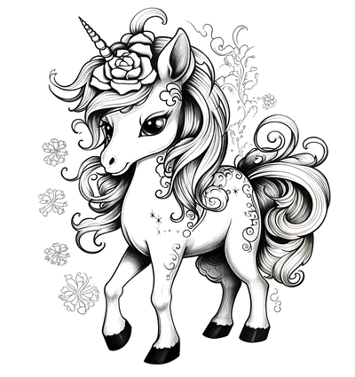 FREE Unicorn Coloring Page - Detailed Floral and Decorative Patterns Printable 🪄 — free printable coloring page
