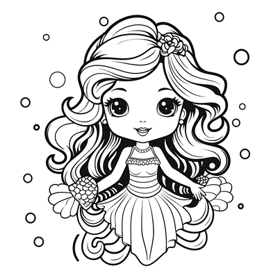 FREE Mermaid Coloring Page - Cute Mermaid with Seashell Printable Download 🪄 — free printable coloring page