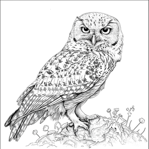 FREE Owl Coloring Page - Detailed Black and White Sketch Printable 🐾