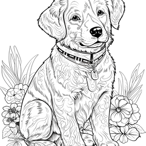 FREE Puppy and Flowers Coloring Page - Download NOW 🐾