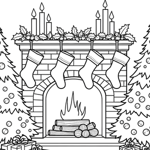 FREE Cozy Christmas Scene Coloring Page Download 🎂