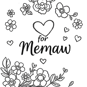 FREE Floral Heart Design Coloring Page for Memaw - Download NOW 🎂