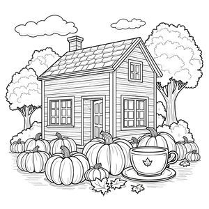 FREE Autumn Cottage Coloring Page Download 🏰