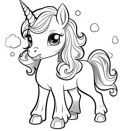 FREE Unicorn Coloring Page - Cute Black and White Illustration - Download NOW 🪄 — free printable coloring page