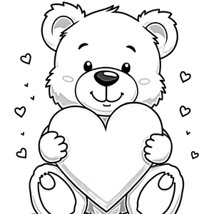 FREE Cute Bear with Heart Coloring Page - Download NOW 🐾