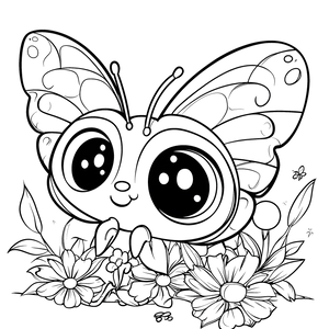 FREE Cute Cartoon Butterfly Coloring Page - Printable Download ⛰️