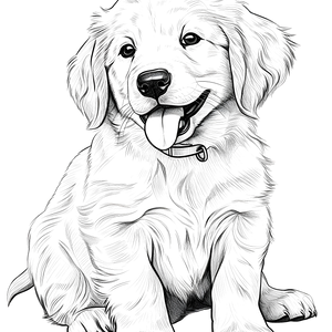 FREE Golden Retriever Puppy Coloring Page - Download NOW 🐾