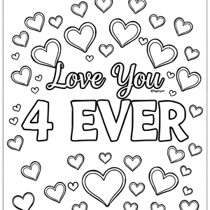 FREE Love You 4 Ever Heart Coloring Page - Download NOW 🖌️