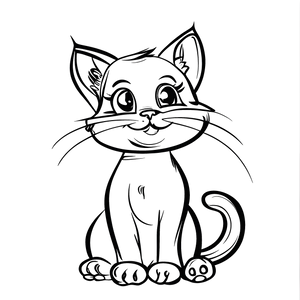 FREE Cartoon Cat Coloring Page Download for Kids 🐾