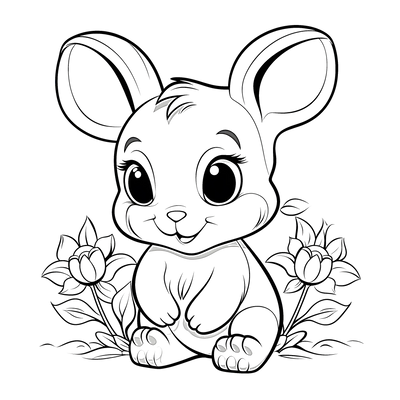 FREE Bunny with Flowers Coloring Page - Download NOW 🐾 — free printable coloring page