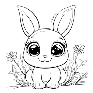 FREE Bunny Coloring Page - Cute Bunny with Flowers - Printable Download 🐾