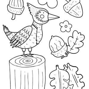 FREE Cartoon Woodpecker Coloring Page - Printable Download 🐾