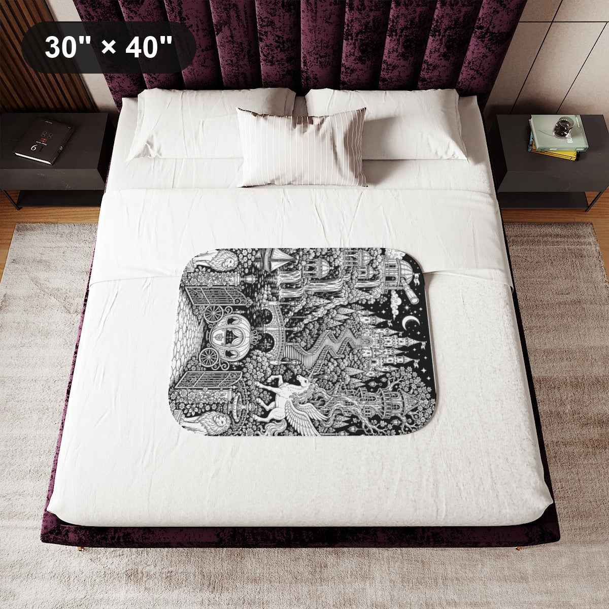 Enchanted Castle Kingdom Sherpa Blanket kit shown in a lifestyle mockup - 30" × 40"