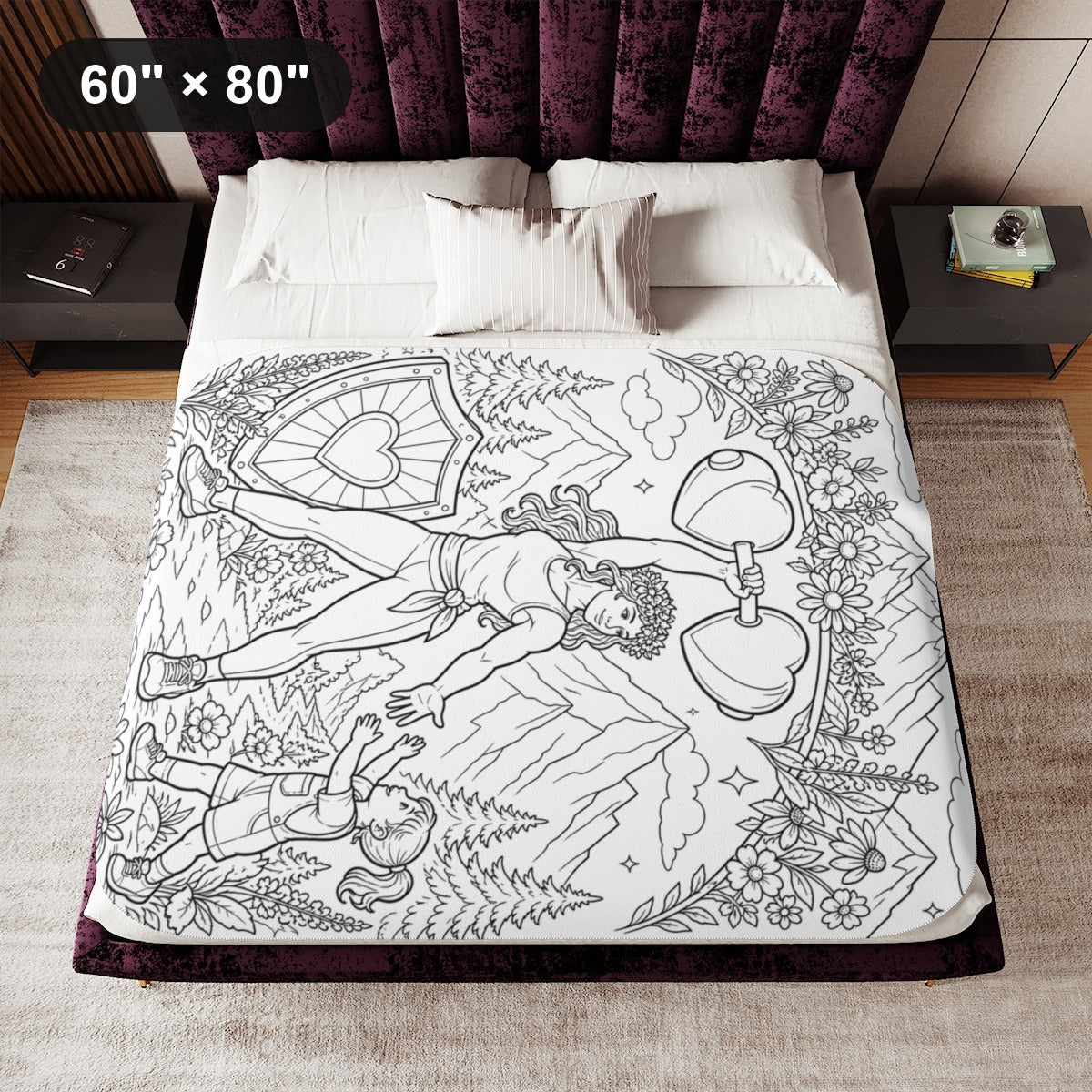 Strong Mom Sherpa Blanket kit shown in a lifestyle mockup - 60" × 80"