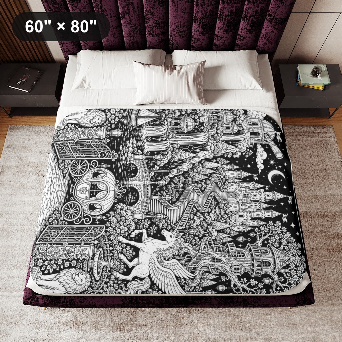 Enchanted Castle Kingdom Sherpa Blanket kit shown in a lifestyle mockup - 60" × 80"