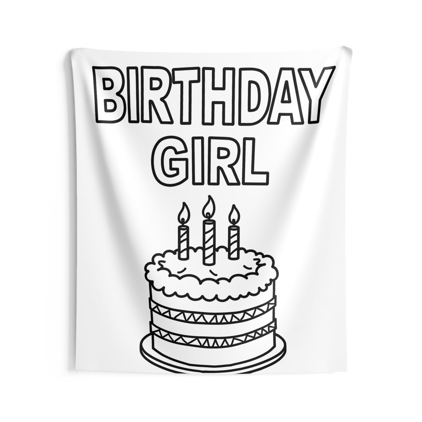 Indoor Wall Tapestries Coloring Kit with 10 Fabric Markers - Birthday Girl