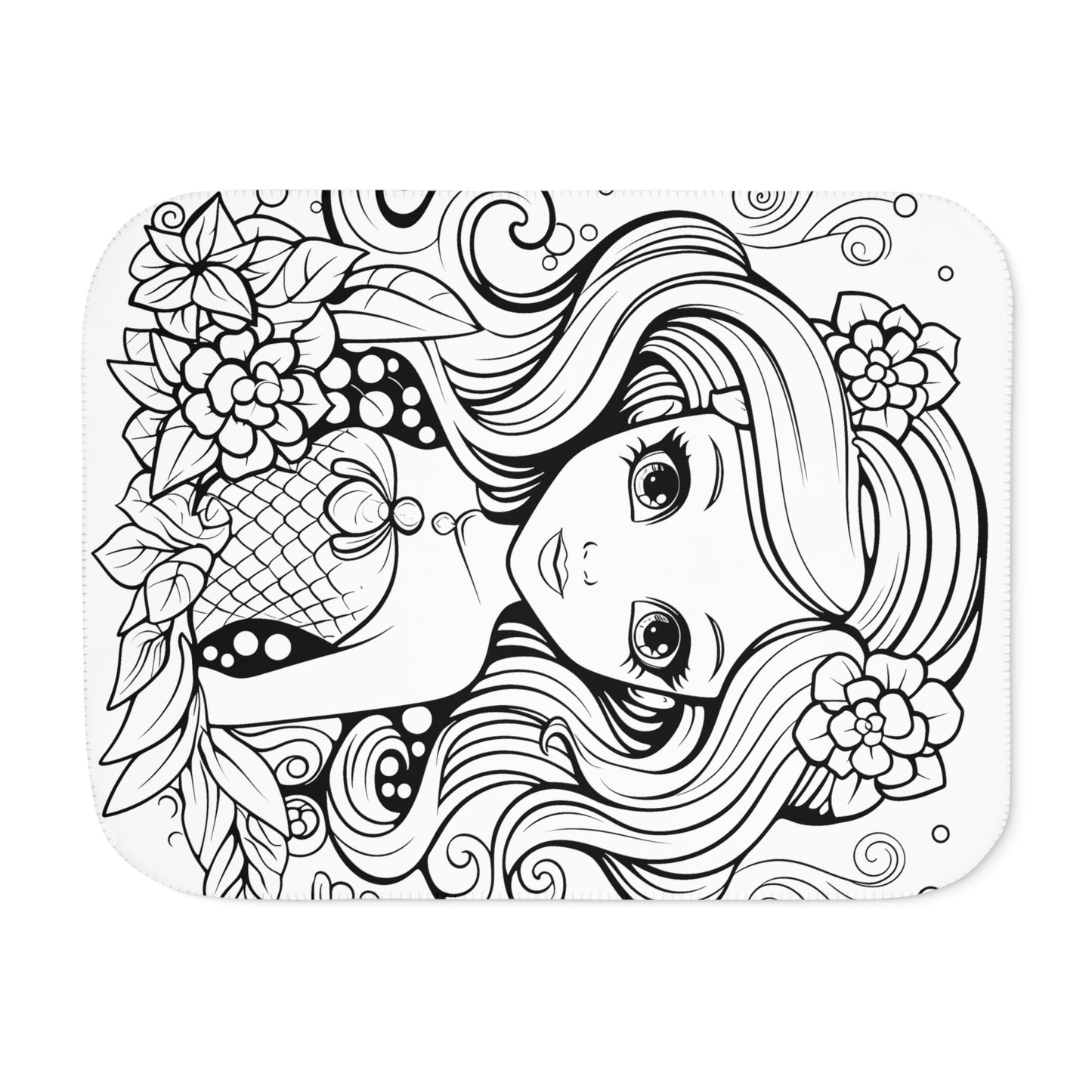 Blanket Coloring Kit with 10 Fabric Markers - Flower Adorned Mermaid