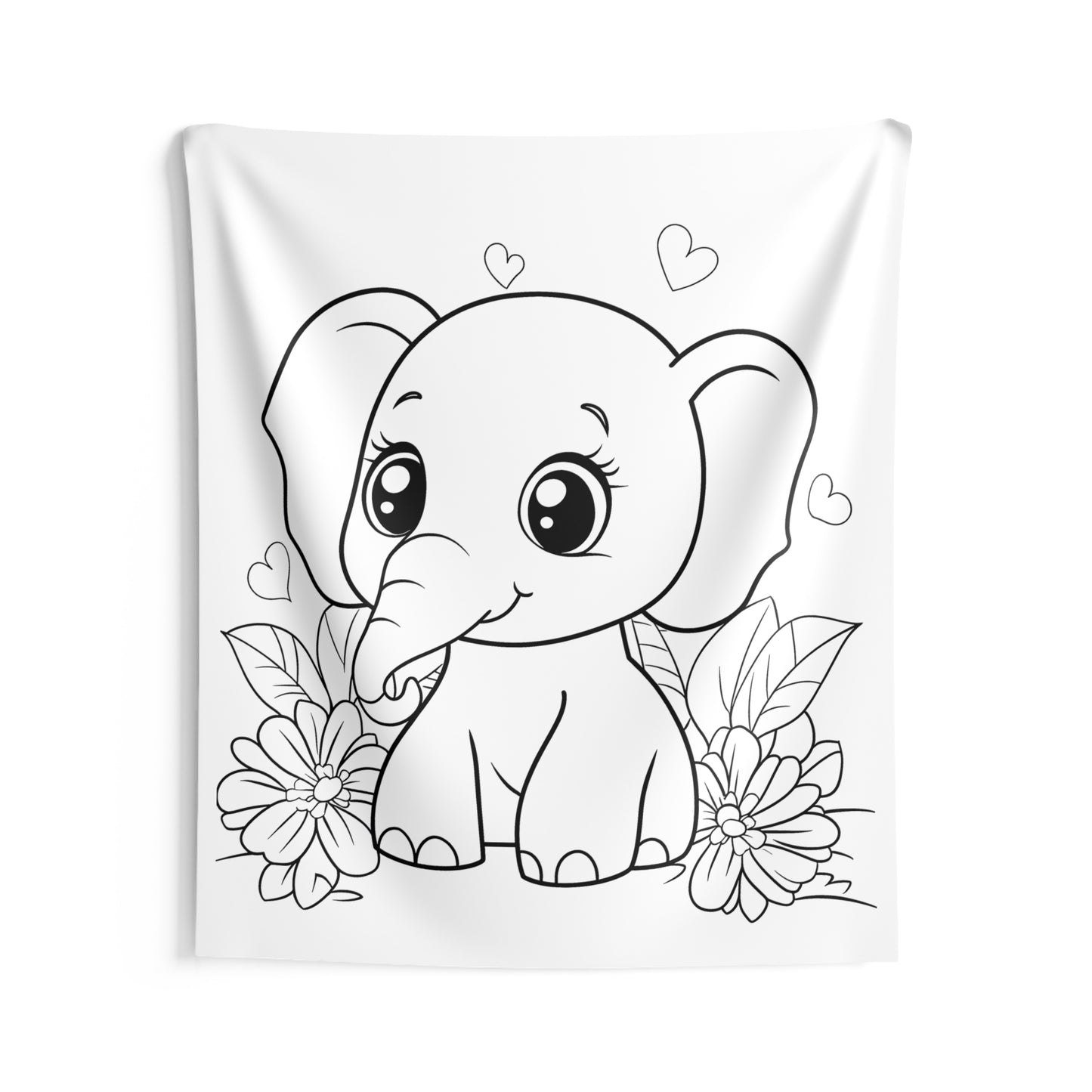 Indoor Wall Tapestries Coloring Kit with 10 Fabric Markers - Cute Baby Elephant