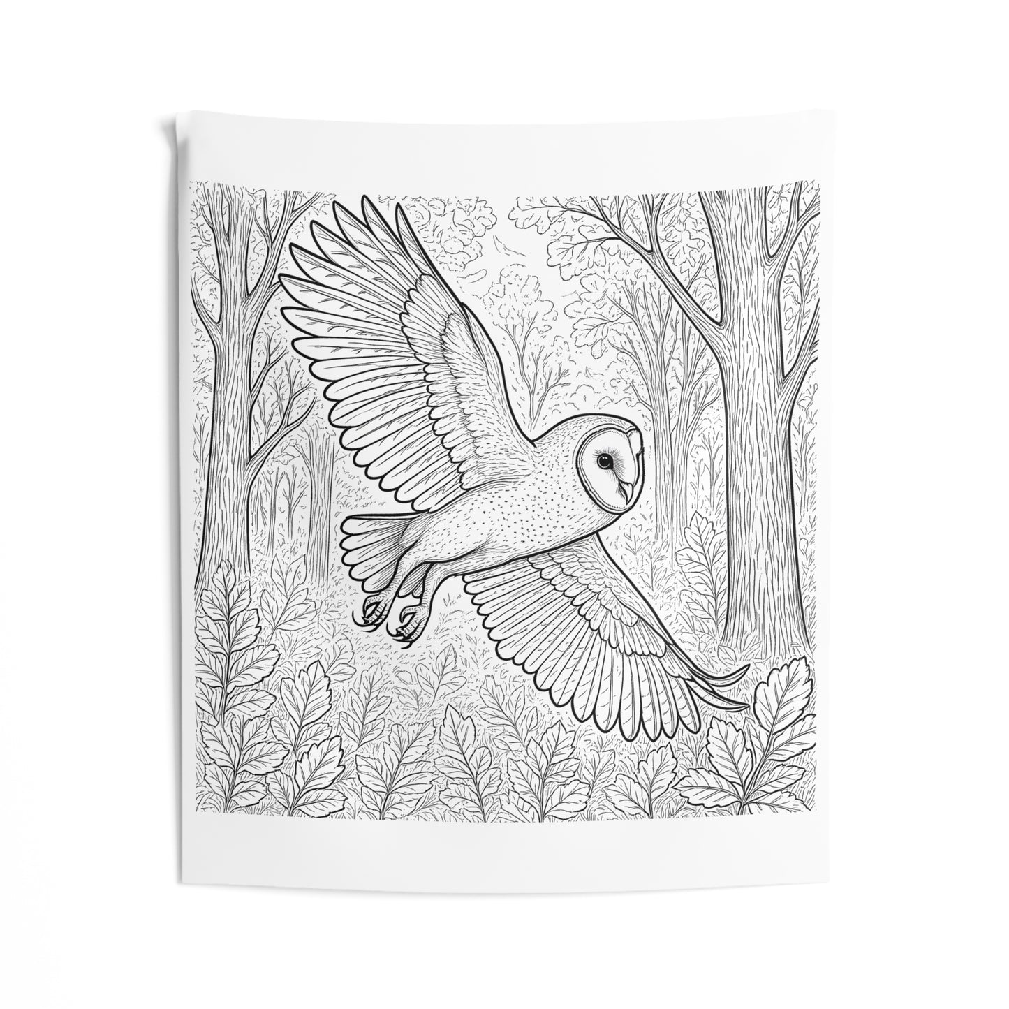 Indoor Wall Tapestries Coloring Kit with 10 Fabric Markers - Barn Owl