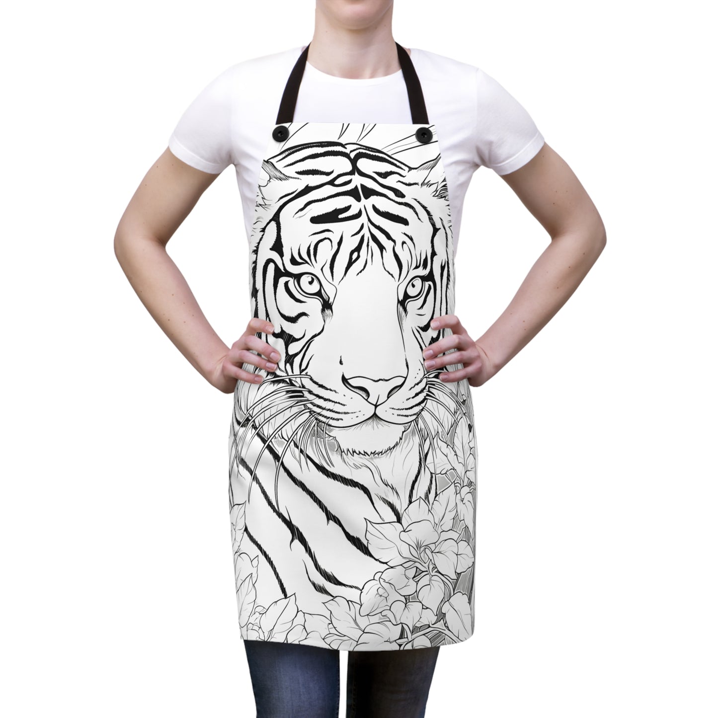 Apron Coloring Kit with 10 Fabric Markers - Tiger in Jungle