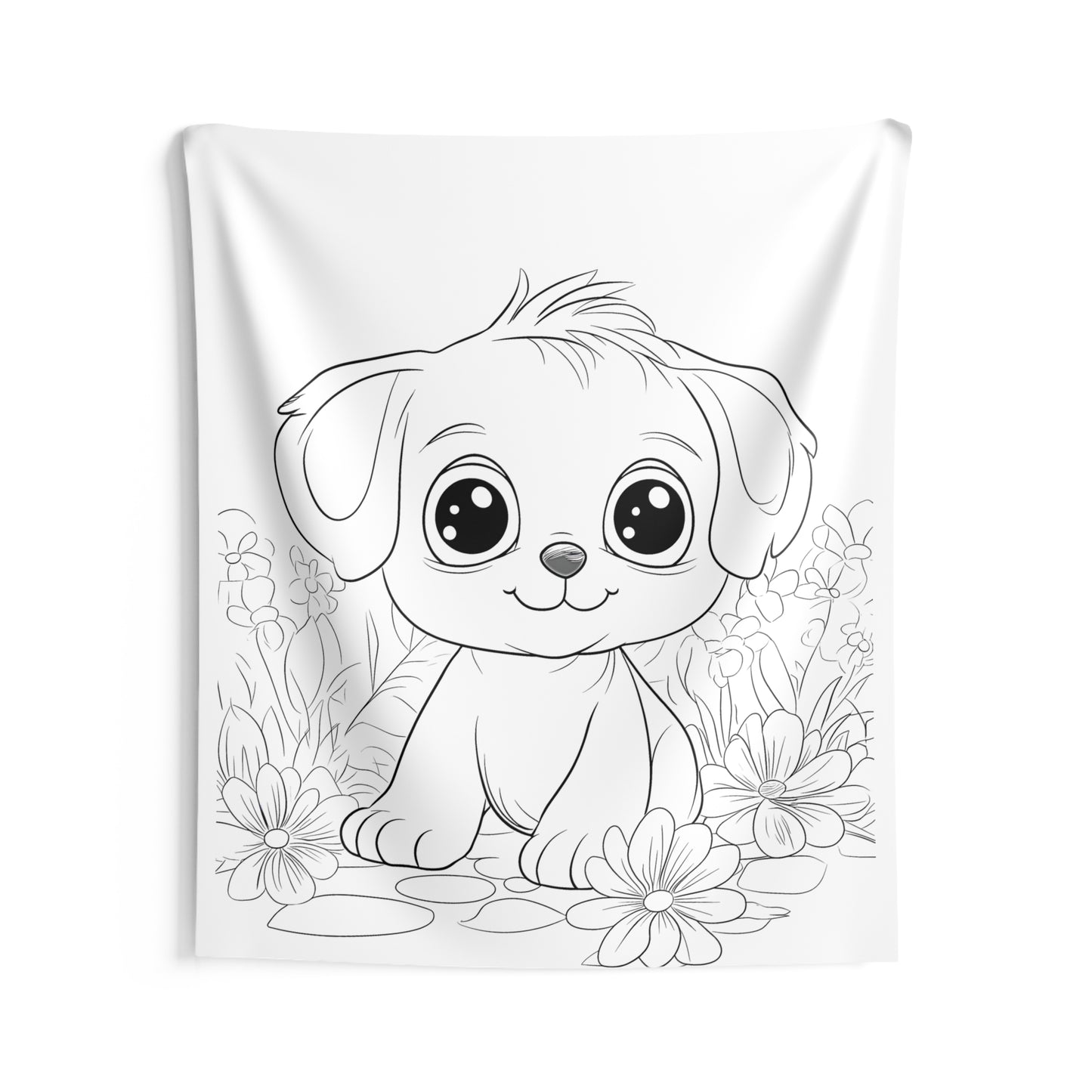 Indoor Wall Tapestries Coloring Kit with 10 Fabric Markers - Cute Puppy