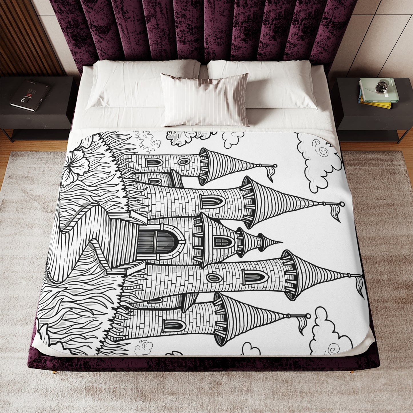 Blanket Coloring Kit with 10 Fabric Markers - Fantasy Castle