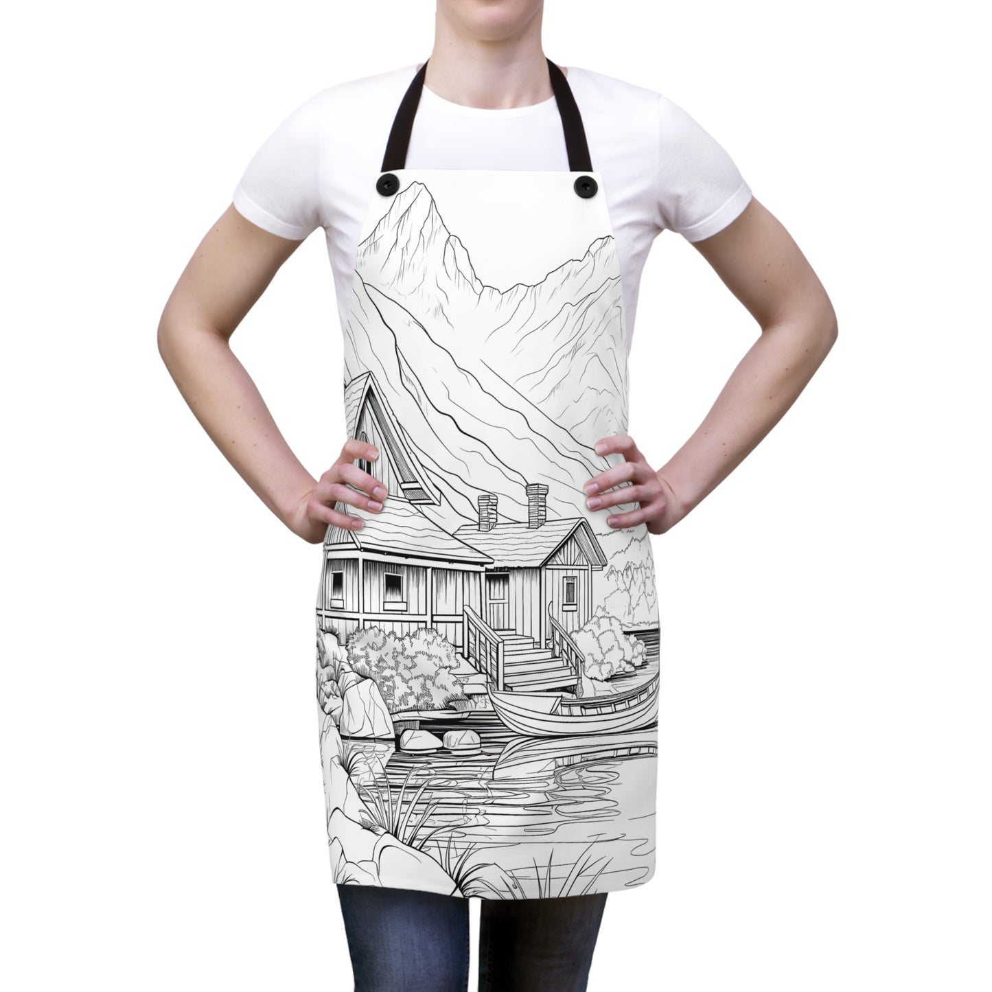 Apron Coloring Kit with 10 Fabric Markers - Mountain Cabin