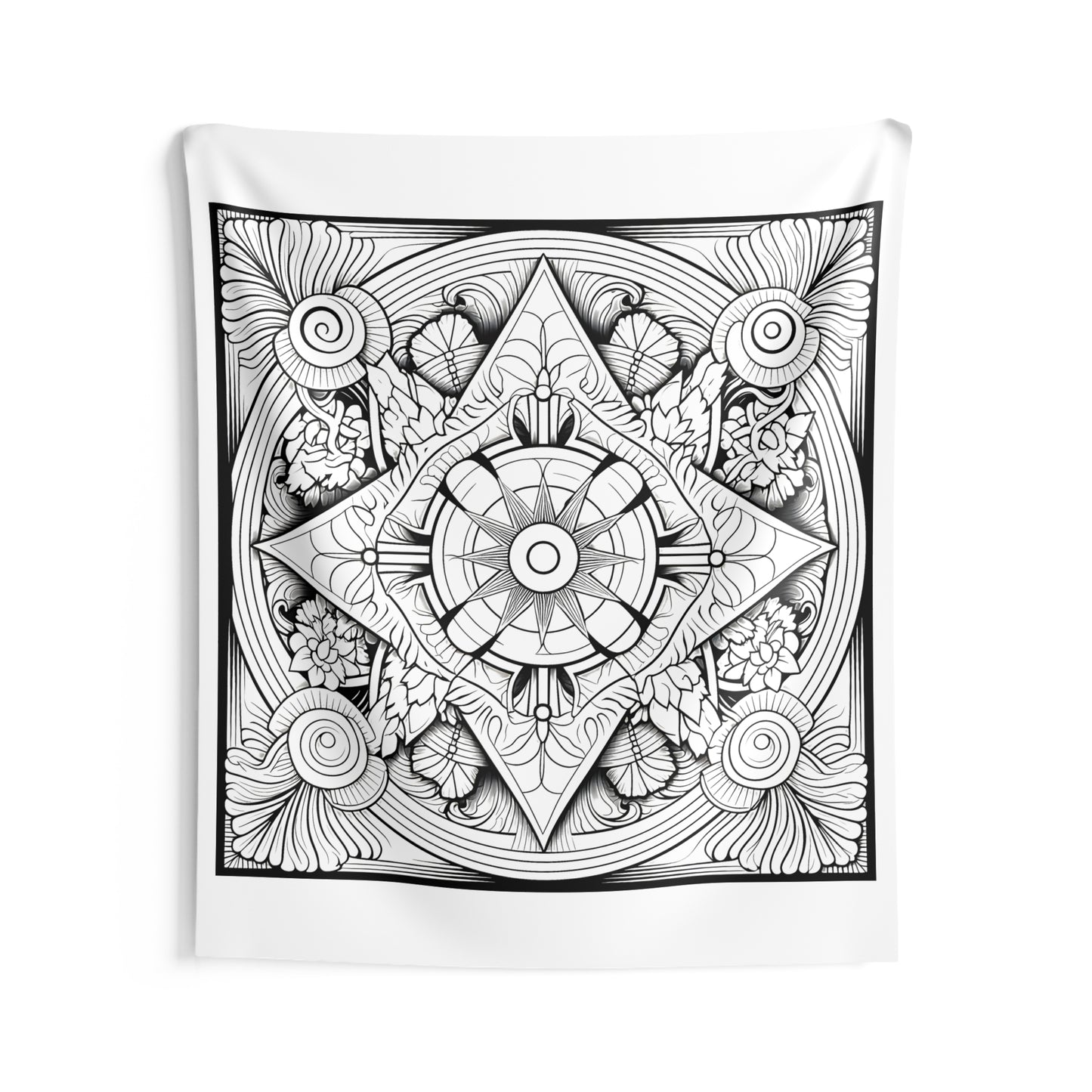 Indoor Wall Tapestries Coloring Kit with 10 Fabric Markers - Floral Mandala