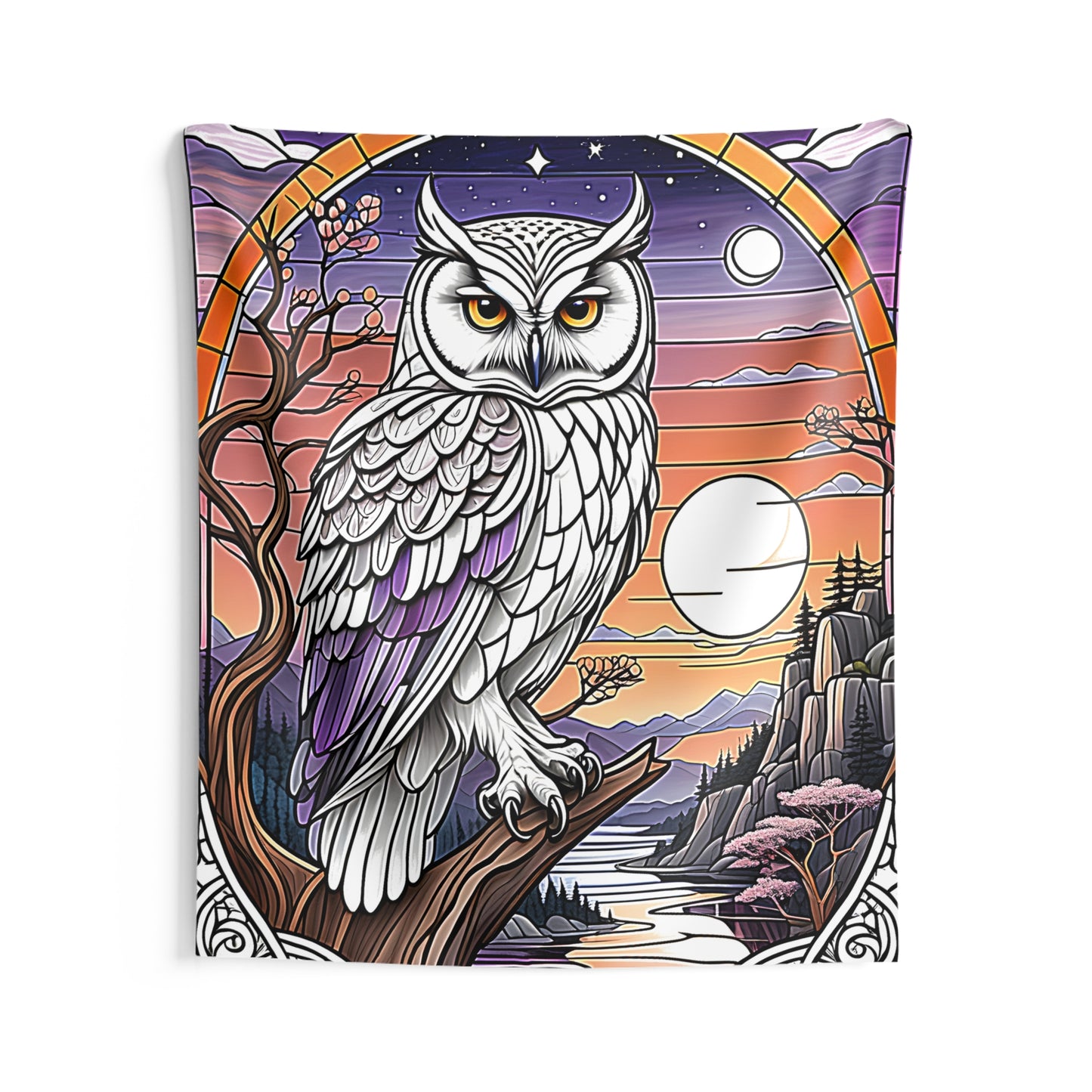 Indoor Wall Tapestries Colorful Graphic Design - Owl in Nature