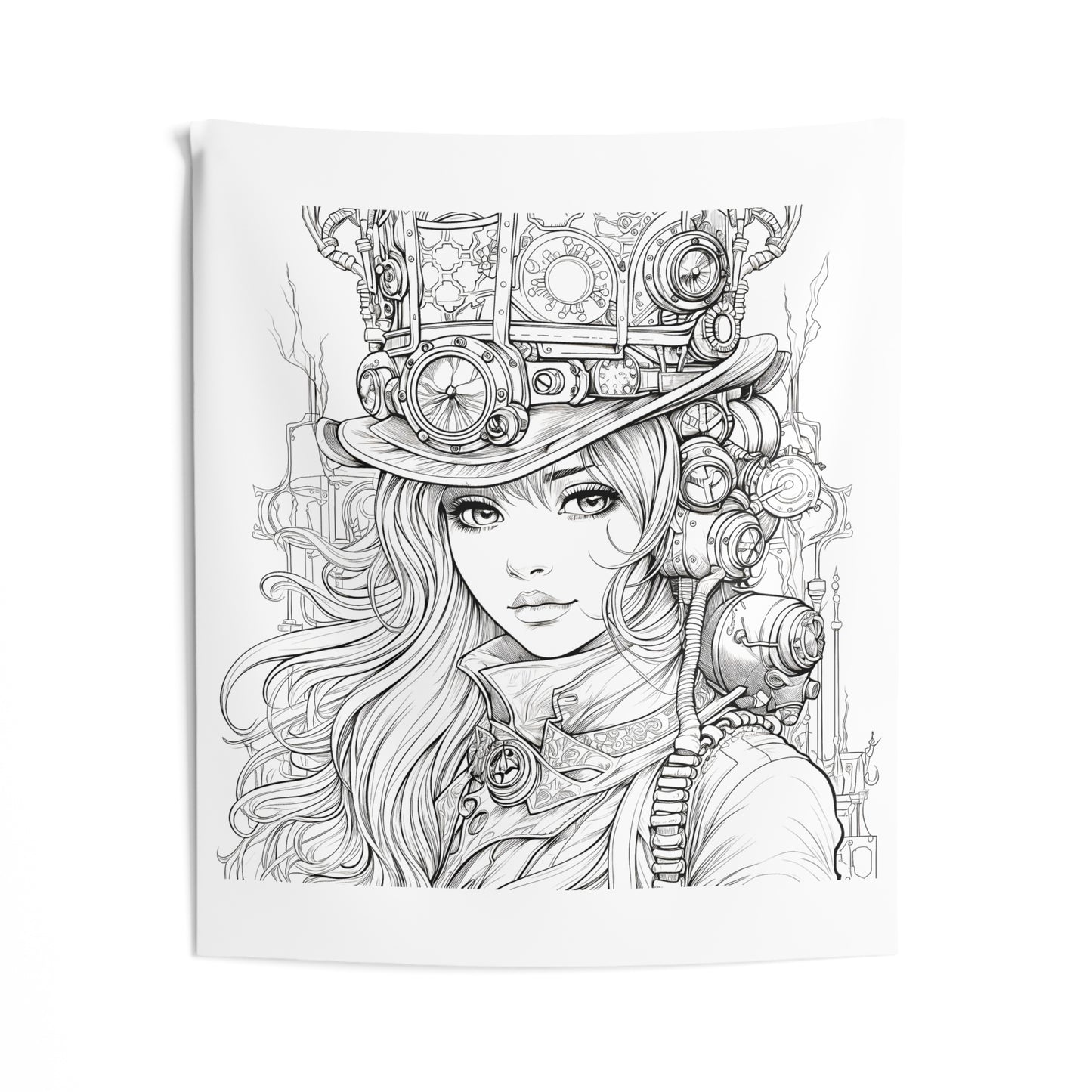Indoor Wall Tapestries Coloring Kit with 10 Fabric Markers - Steampunk