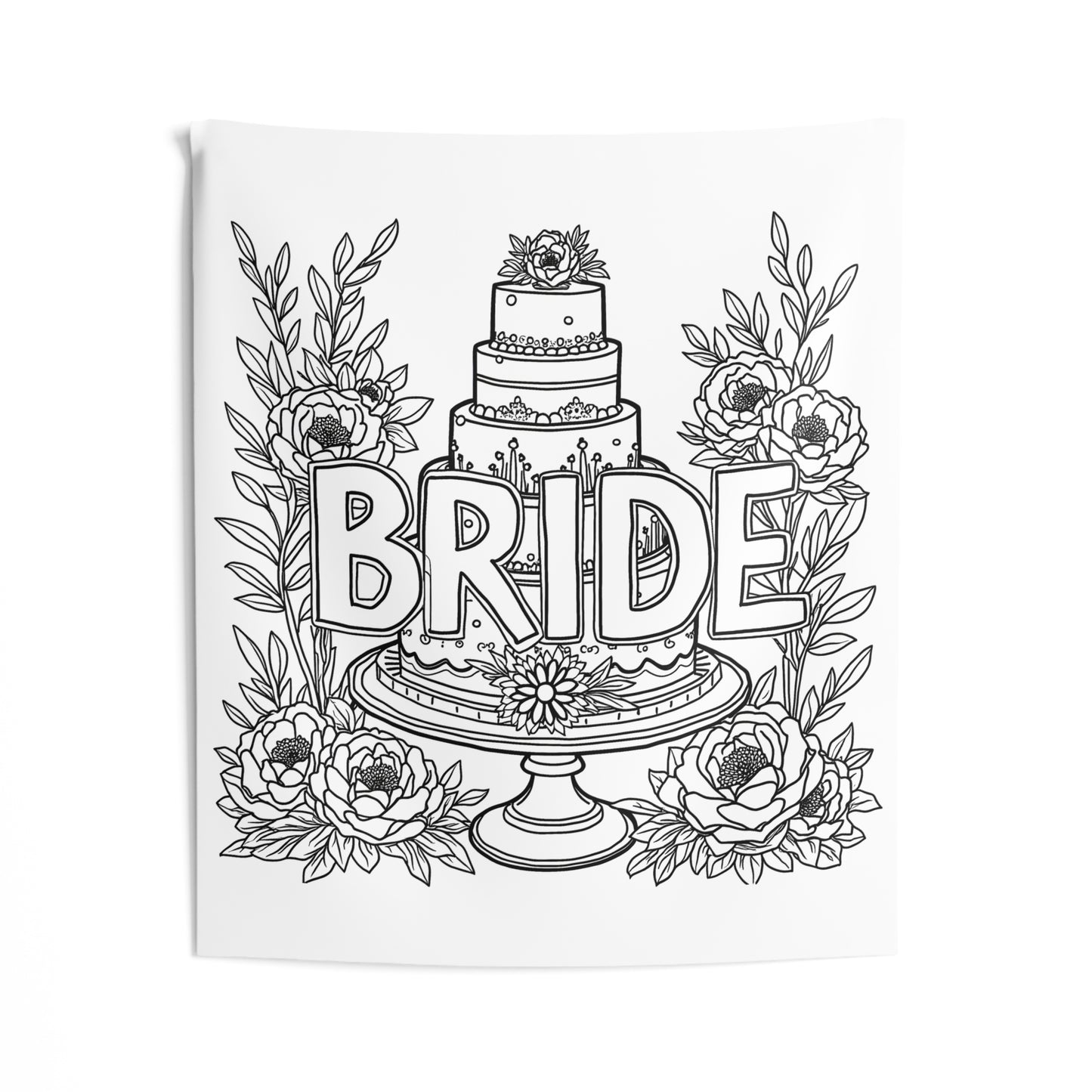 Indoor Wall Tapestries Coloring Kit with 10 Fabric Markers - Bride Cake