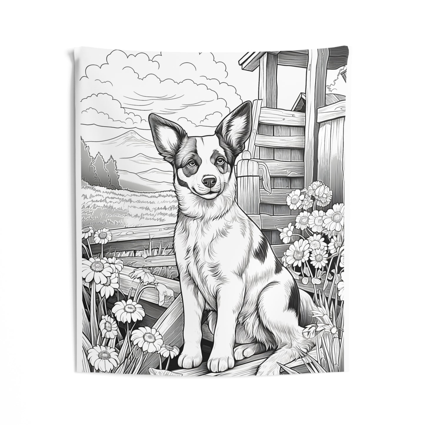 Indoor Wall Tapestries Coloring Kit with 10 Fabric Markers - Dog