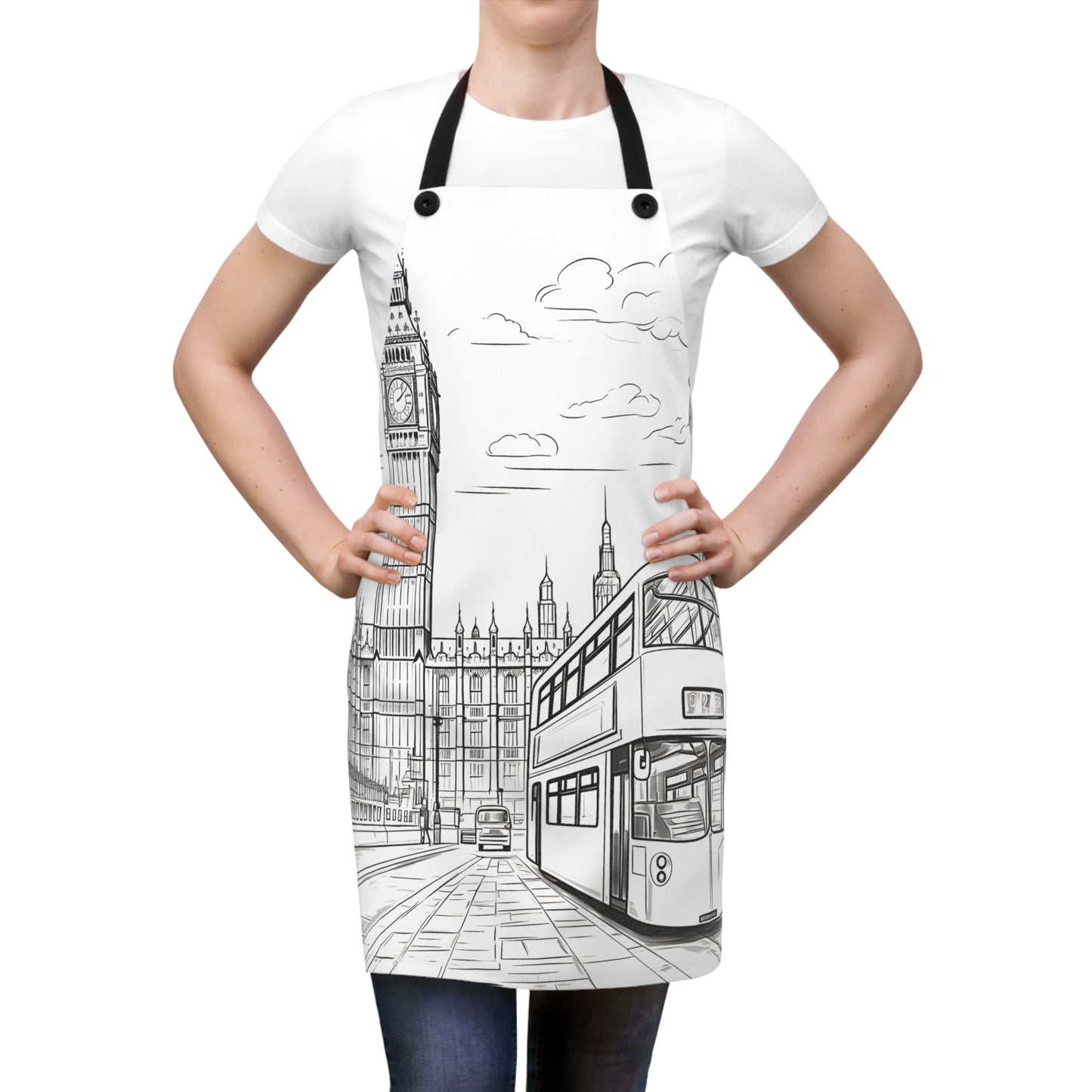 Apron Coloring Kit with 10 Fabric Markers - London Cityscape