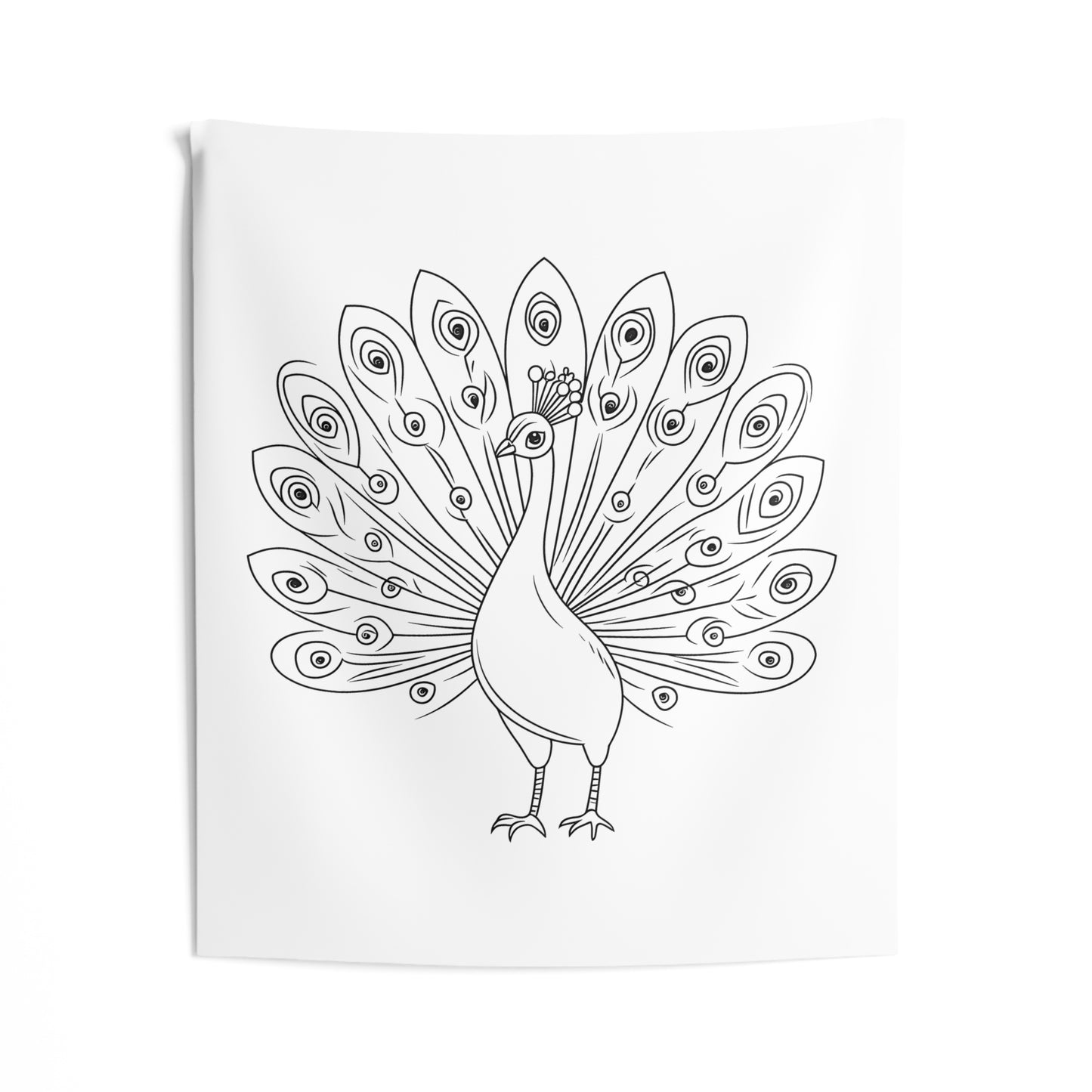 Indoor Wall Tapestries Coloring Kit with 10 Fabric Markers - Peacock