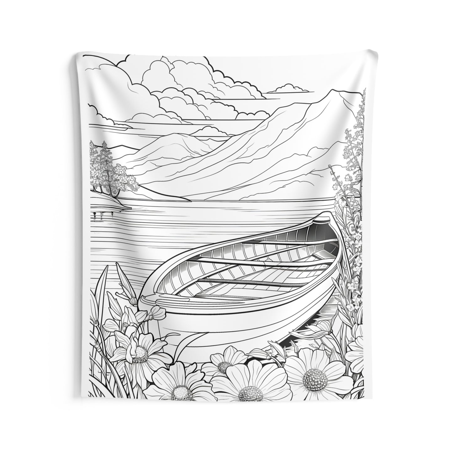 Indoor Wall Tapestries Coloring Kit with 10 Fabric Markers - Mountains and Lake