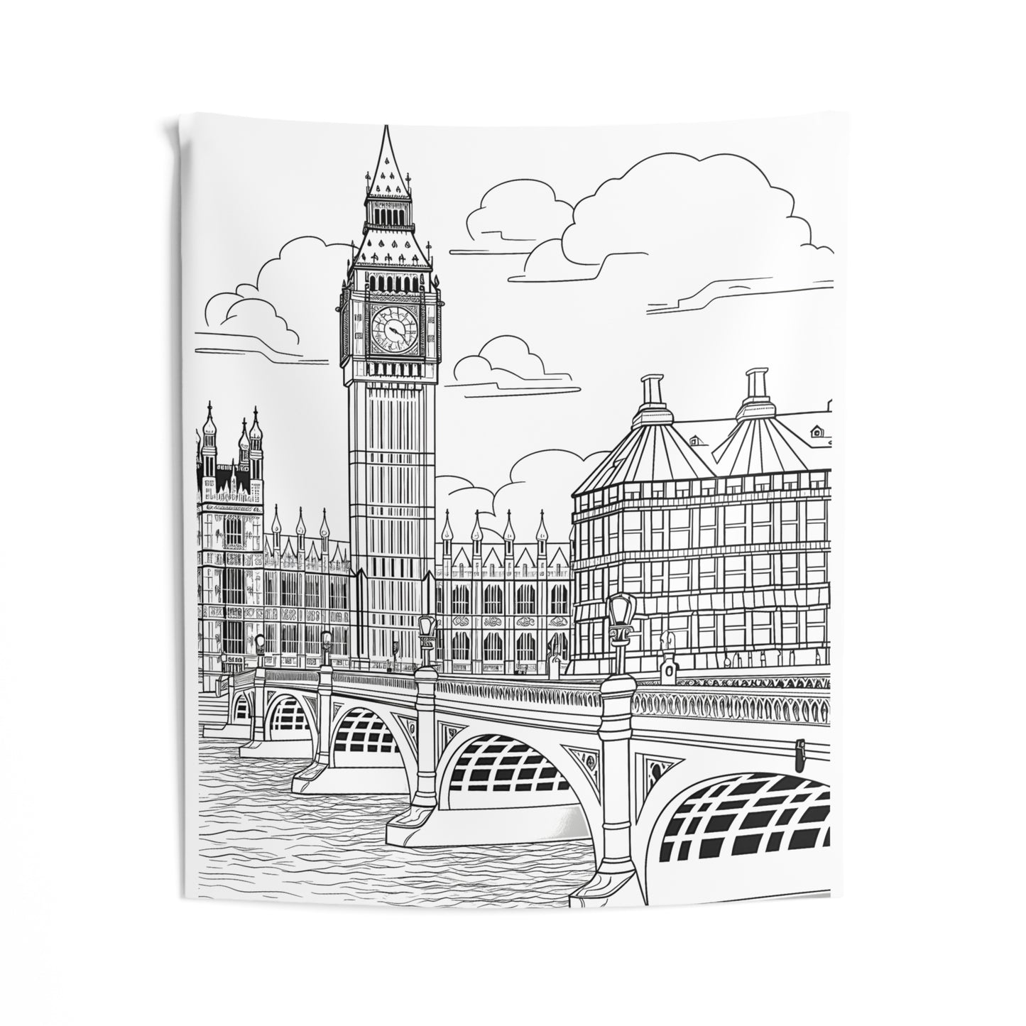 Indoor Wall Tapestries Coloring Kit with 10 Fabric Markers - Landmark Buildings