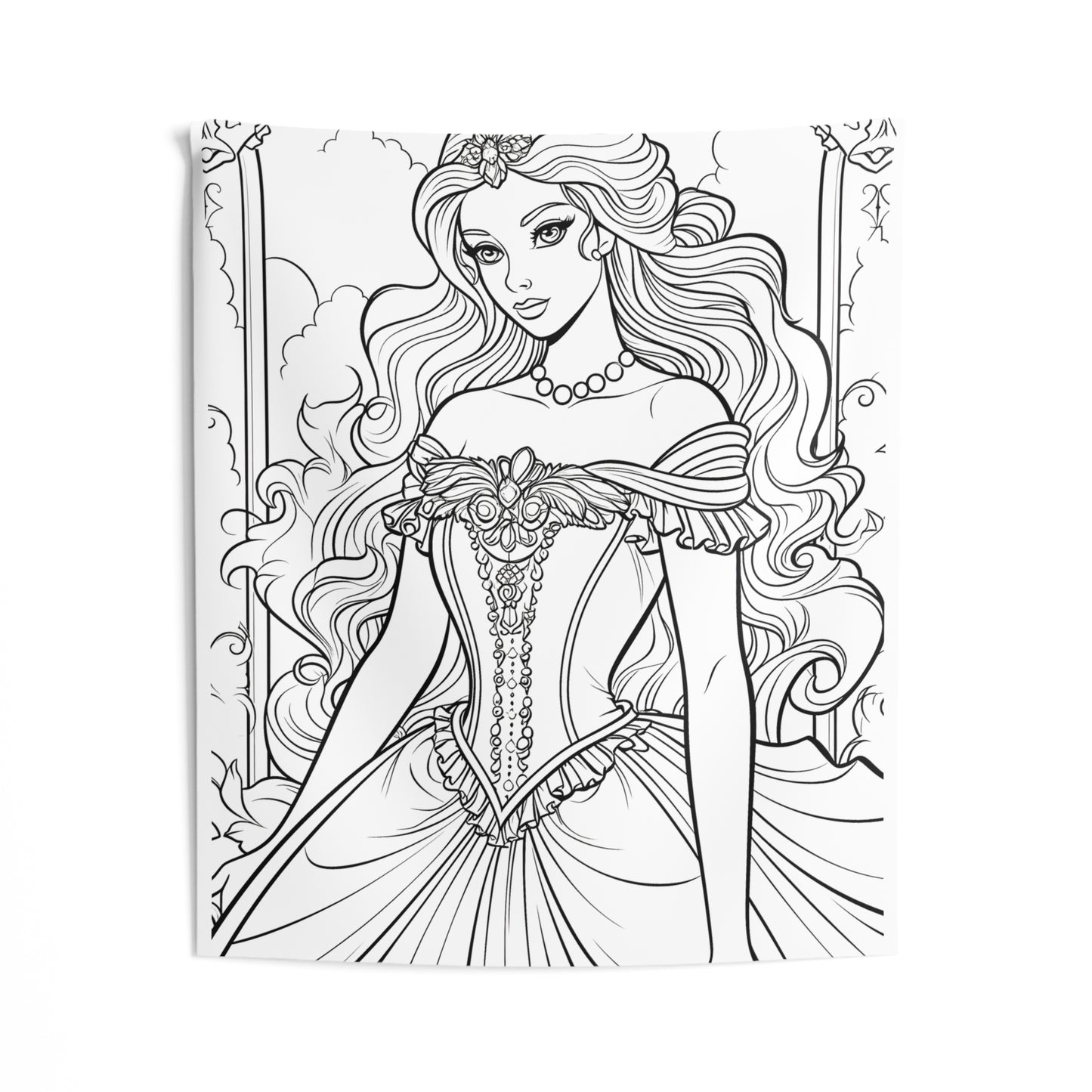 Indoor Wall Tapestries Coloring Kit with 10 Fabric Markers - Elegant Princess