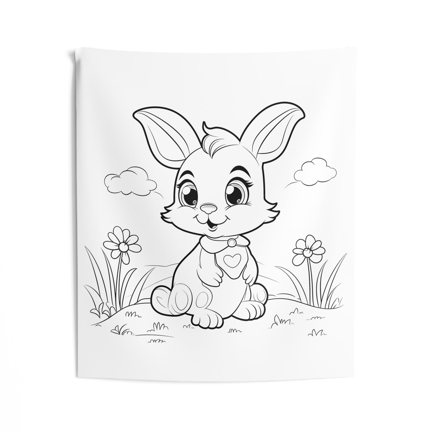 Indoor Wall Tapestries Coloring Kit with 10 Fabric Markers - Cute Bunny