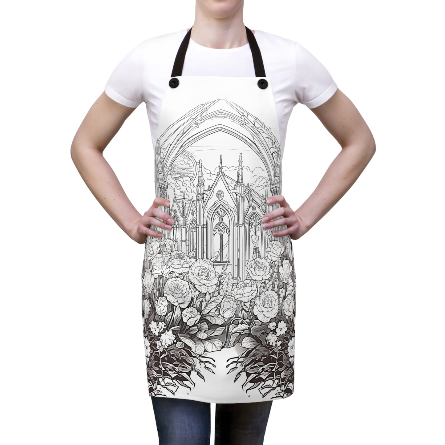 Apron Coloring Kit with 10 Fabric Markers - Gothic Cathedral