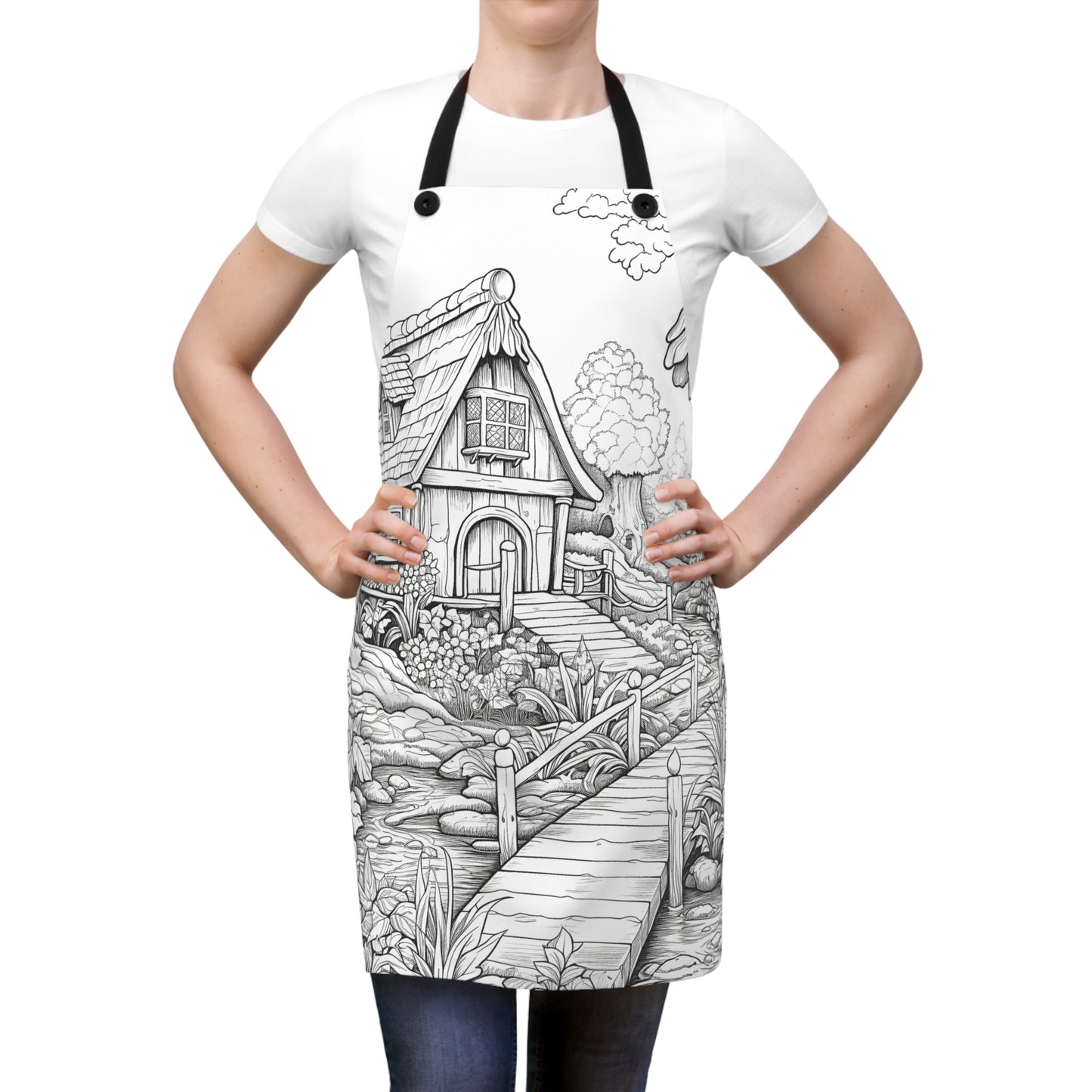 Apron Coloring Kit with 10 Fabric Markers - Fairy Tale Cottage