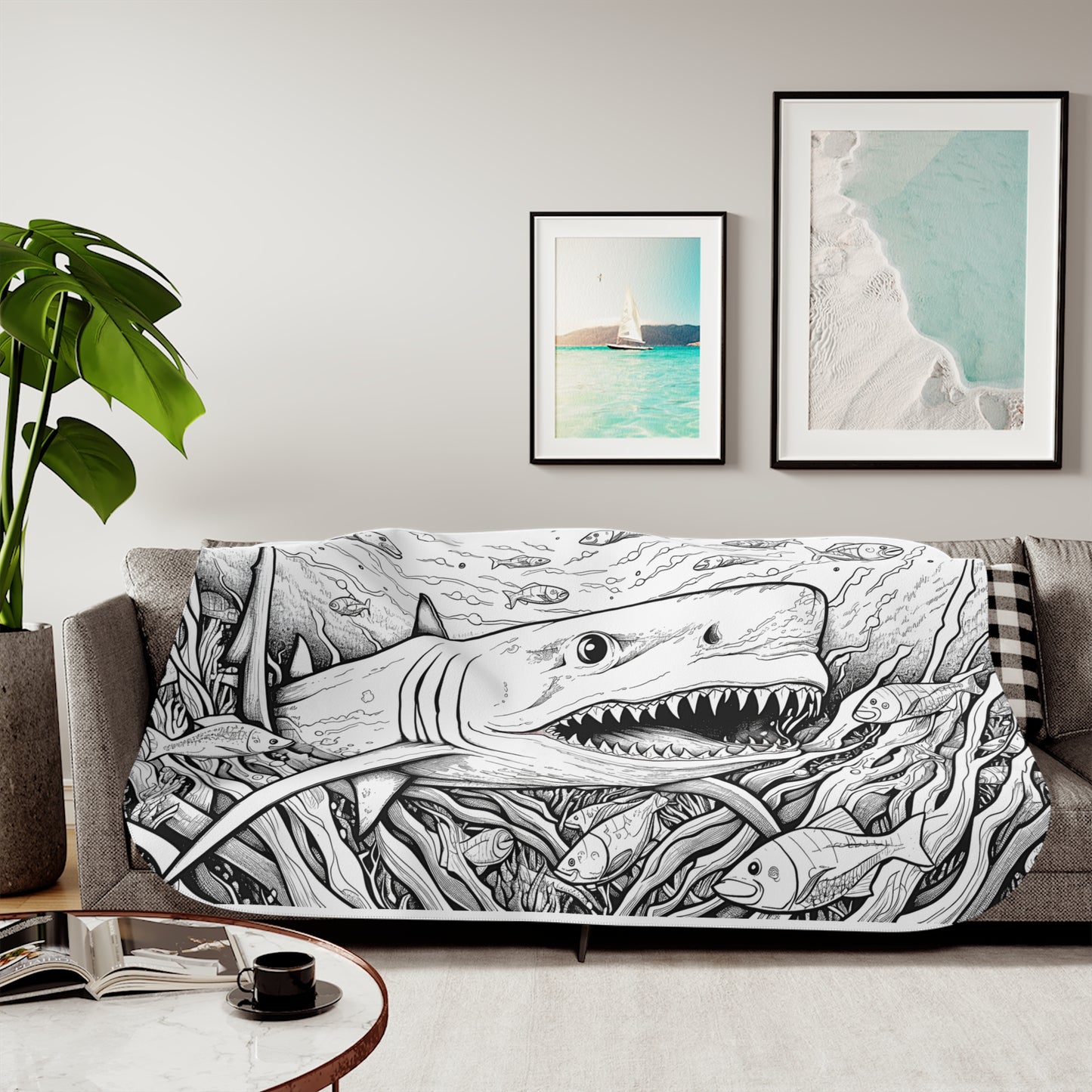 Blanket Coloring Kit with 10 Fabric Markers - Sharks