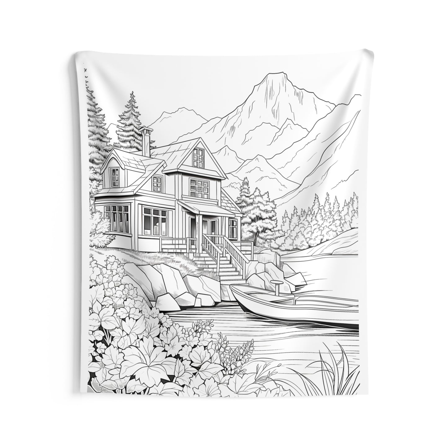 Indoor Wall Tapestries Coloring Kit with 10 Fabric Markers - Mountain House