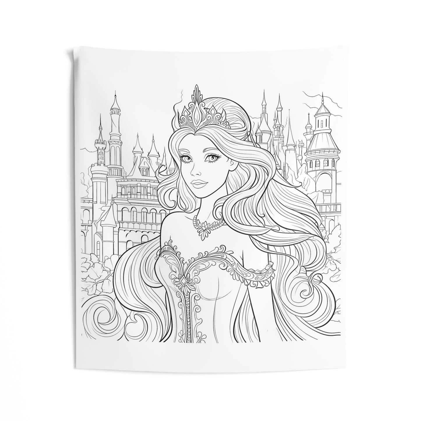 Indoor Wall Tapestries Coloring Kit with 10 Fabric Markers - Royal Princess with Castle