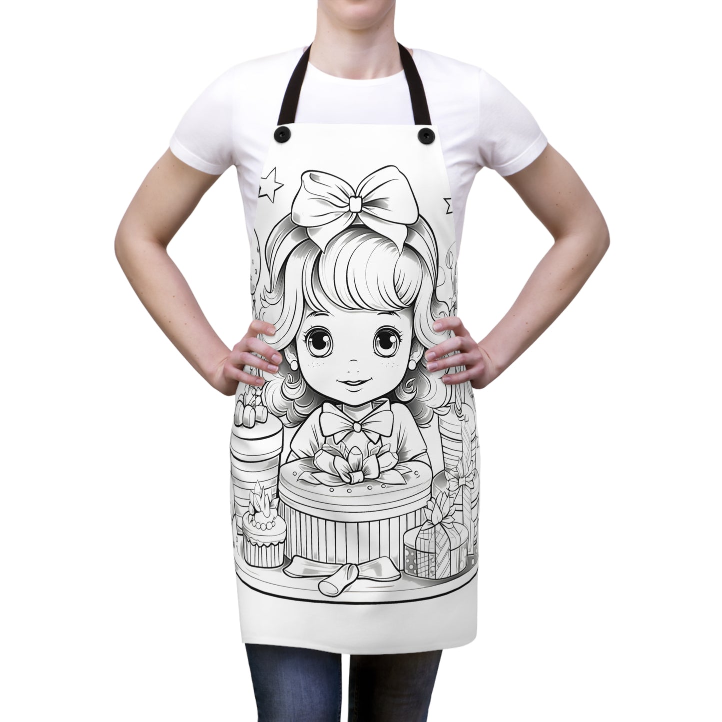 Apron Coloring Kit with 10 Fabric Markers - Girl with Presents